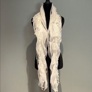 Elegant White Lace Scarf